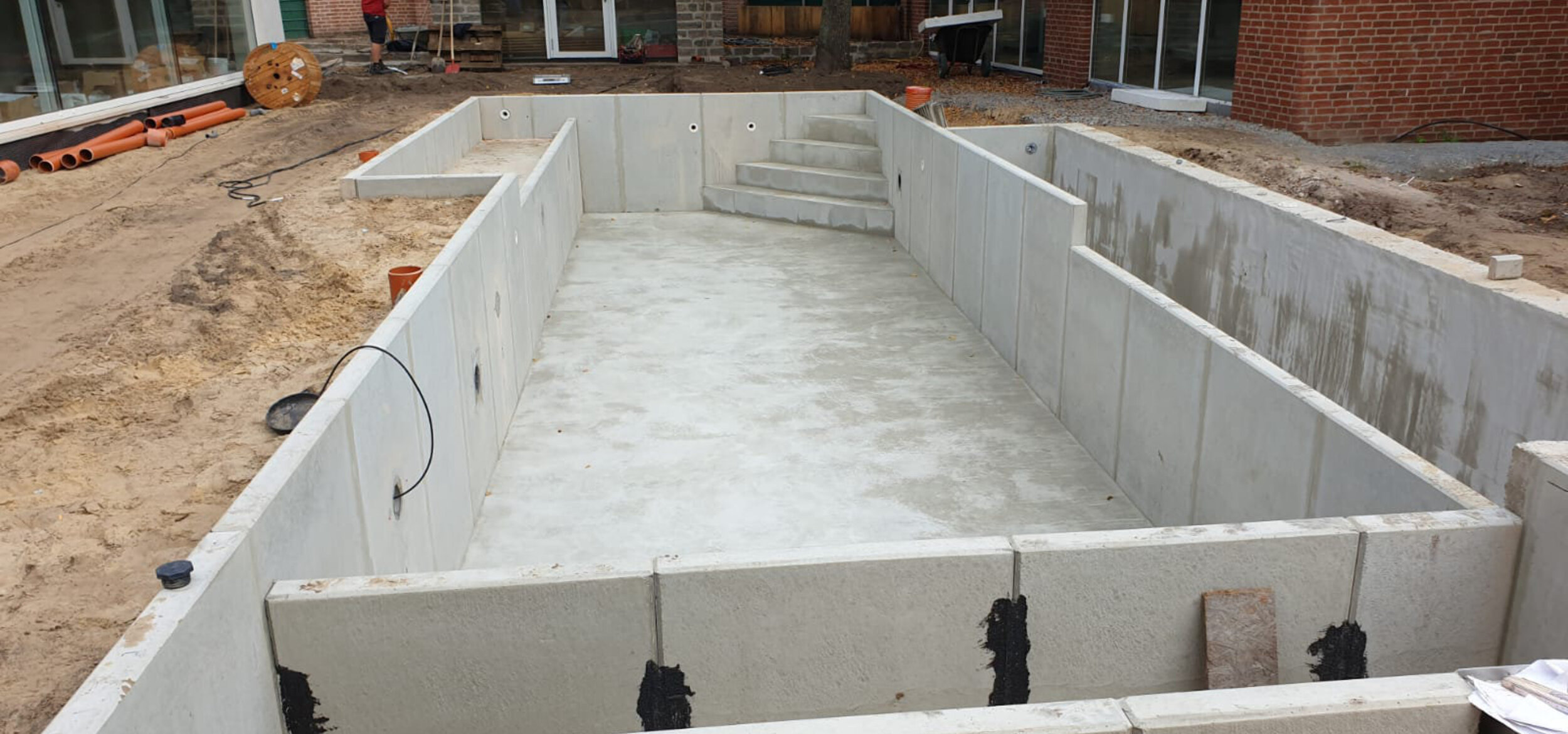 Construction site of the pool area with Balena system at the Hotel-Residence “Klosterpforte” in Marienfeld